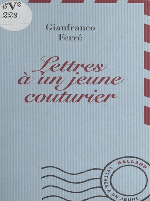 cover image of Lettres à un jeune couturier